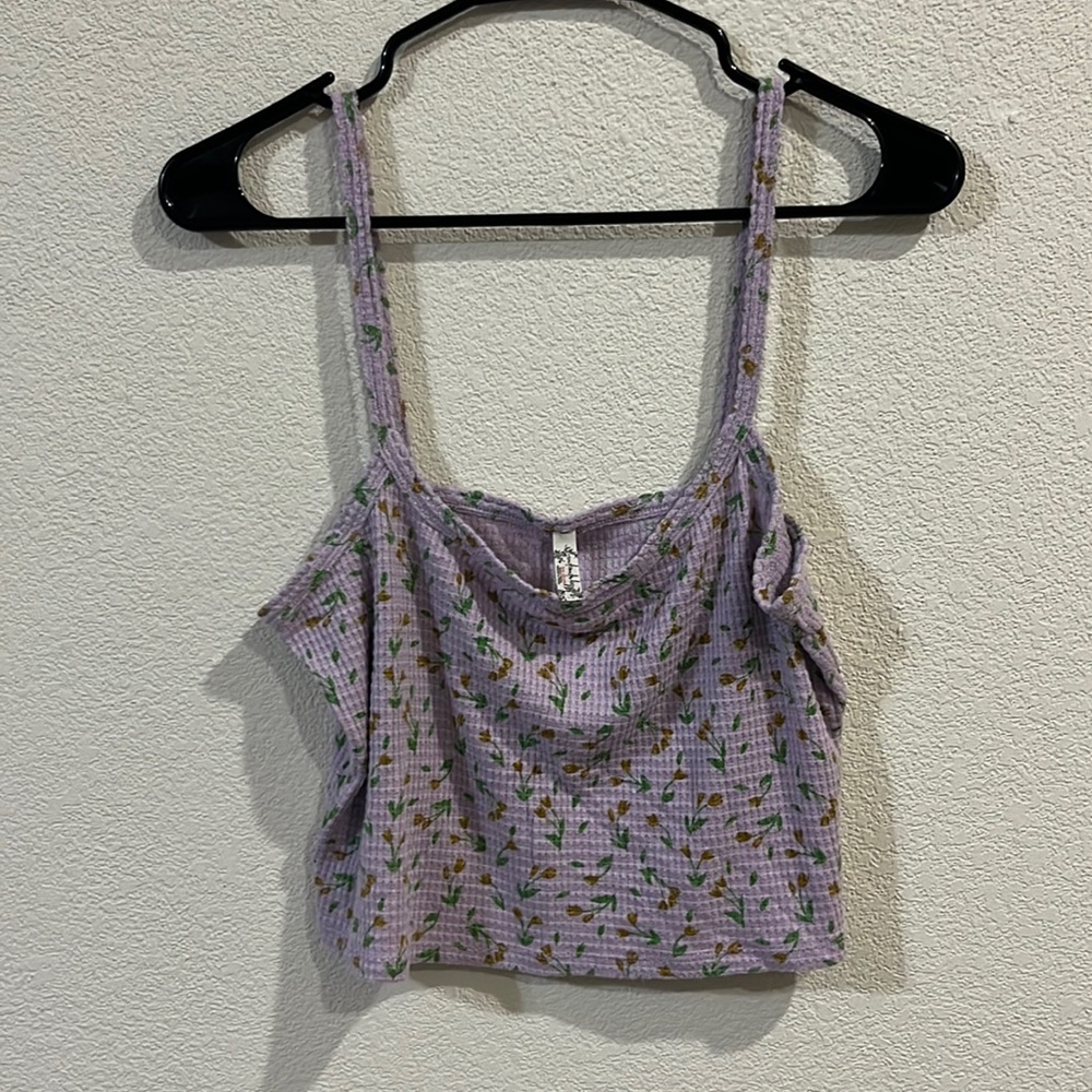 Intimately Free People Purple Crop Top with Flowers